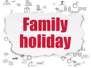 Image showing Travel concept: Family Holiday on Torn Paper background