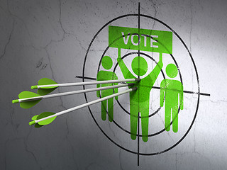 Image showing Politics concept: arrows in Election Campaign target on wall background