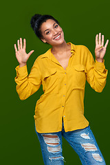 Image showing Woman showing nine fingers