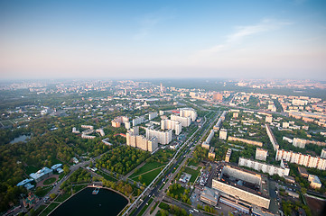 Image showing Bird\'s eye view of Moscow at dawn