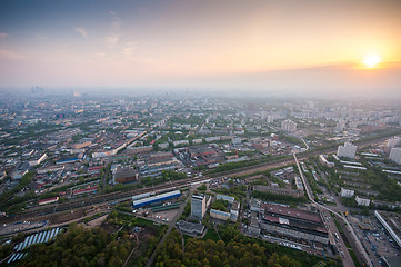 Image showing Bird\'s eye view of Moscow at dawn