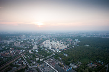 Image showing Bird\'s eye view of Moscow at dawn