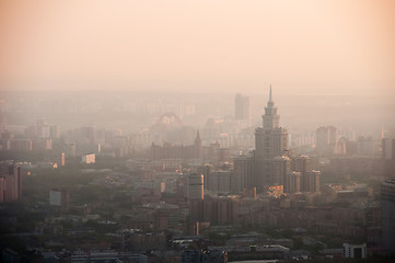 Image showing Bird\'s eye view of Moscow at dawn