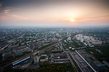 Image showing Bird\'s eye view of Moscow at dawn