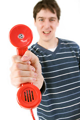 Image showing red telephone receiver