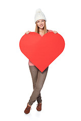 Image showing Woman with heart banner