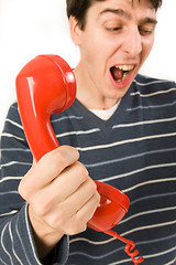 Image showing red telephone receiver