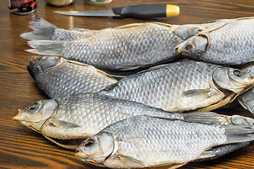 Image showing Salted and dried river fish on a white background.