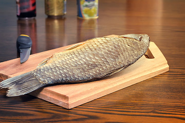 Image showing Salted and dried River fish snacks to beer.