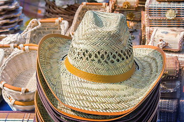 Image showing Woven straw unisex hat.