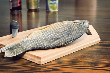 Image showing Salted and dried River fish snacks to beer.