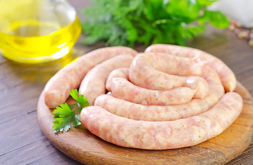 Image showing raw sausages