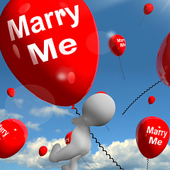 Image showing Marry Me Balloons Represents Engagement Proposal for Lovers