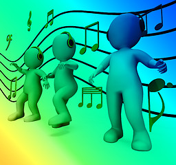 Image showing Characters With Colorful Lights Dancing Shows Music Disco And Pa