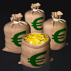 Image showing Bags Of Coins Shows European Economy