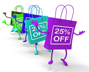 Image showing Twenty-five Percent Off On Colored Shopping Bags Show Bargains