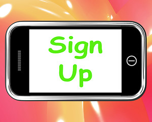 Image showing Sign Up On Phone Shows Join Membership Register