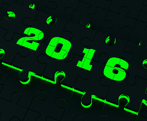 Image showing Two Thousand And Sixteen On Puzzle Shows Year 2016 Resolution