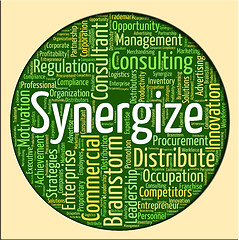 Image showing Synergize Word Shows Working Together And Collaborate