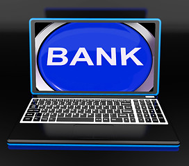 Image showing Bank On Laptop Shows Web Www Or Electronic Banking