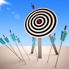 Image showing Arrow On Dartboard Showing Successful Shot