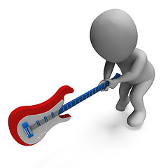 Image showing Angry Guitarist Smashing Guitar Shows Rock Music