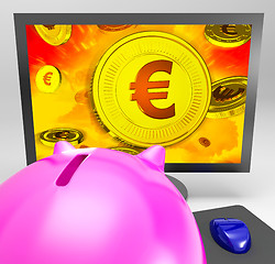 Image showing Euro Coin Shows Finance Wealth And Savings