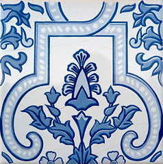 Image showing Traditional Portuguese glazed tiles