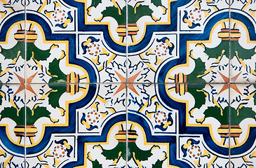 Image showing Traditional Portuguese glazed tiles