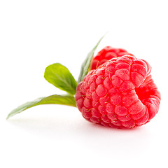 Image showing Raspberries with leaves