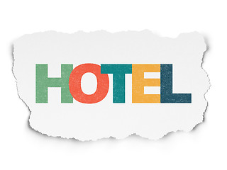 Image showing Vacation concept: Hotel on Torn Paper background