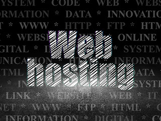 Image showing Web development concept: Web Hosting in grunge dark room