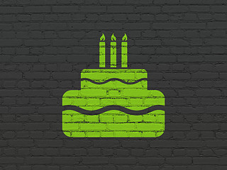 Image showing Holiday concept: Cake on wall background
