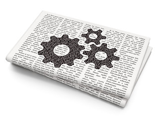 Image showing Web development concept: Gears on Newspaper background