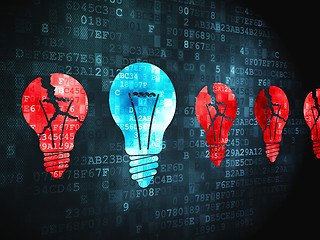 Image showing Business concept: Lightbulb on digital background