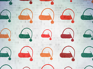 Image showing Holiday concept: Christmas Hat icons on Digital Paper background