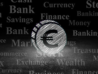 Image showing Money concept: Euro Coin in grunge dark room