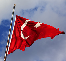 Image showing Turkish flag on flagpole