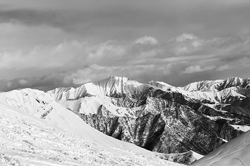 Image showing Black and white snowy mountains