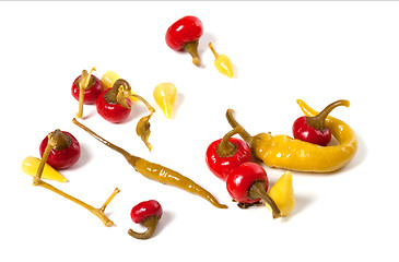 Image showing Mix of hot marinated peppers