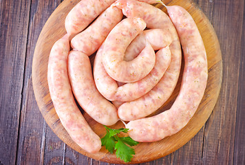 Image showing raw sausages