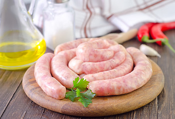 Image showing raw sausages