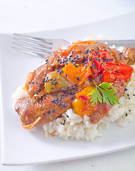 Image showing rice with meat and vegetables