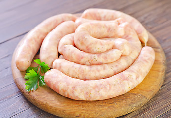 Image showing raw sausages