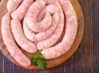 Image showing raw sausages