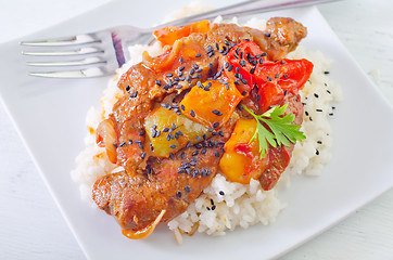 Image showing rice with meat and vegetables