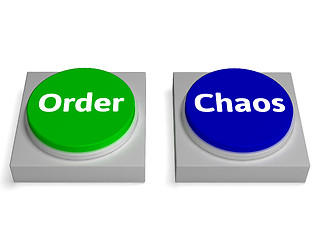 Image showing Order Chaos Buttons Shows Orderly Or Messy