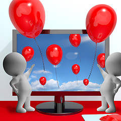 Image showing Balloons Coming Out Of Screen For Online Greeting