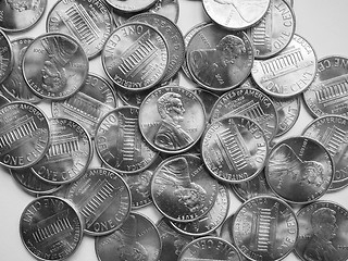 Image showing Black and white Dollar coins background