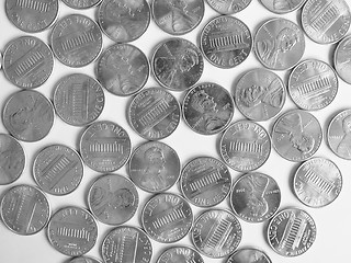 Image showing Black and white Dollar coins 1 cent